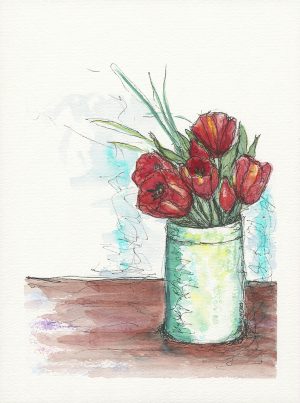 Tulip Jar | 12"x9" Mixed Media