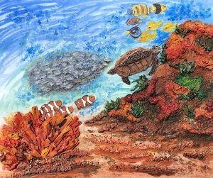 Under the Sea | 17"x20" Mixed Media