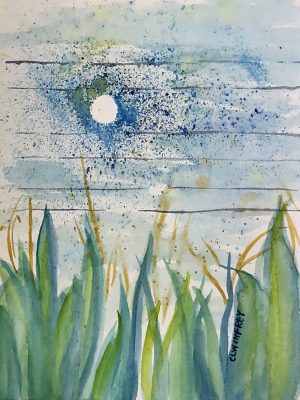 Full Moon over Corn | 15"x12" Direct to Watercolor